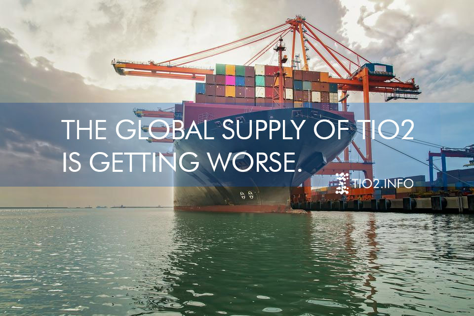 The global supply of tio2 is getting worse.