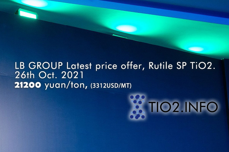 LB group rutile tio2 latest price offer 26th Oct.